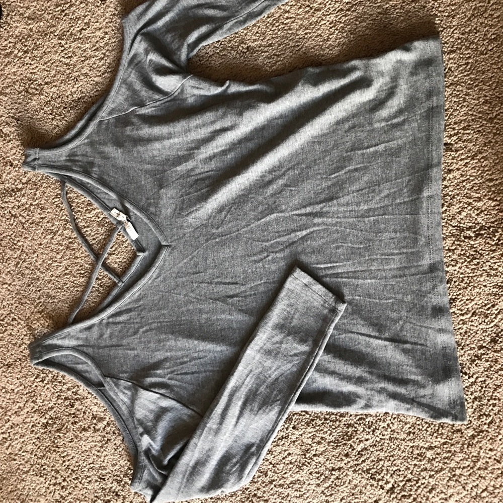 Express long sleeve top with cross body back